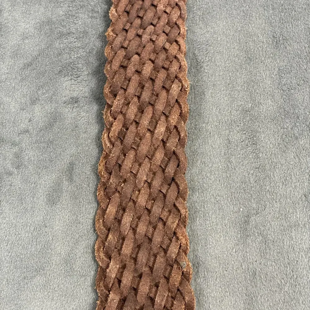 Michael Kors 553633 2” Wide Braided Leather Belt, Size S, Gold Hardware